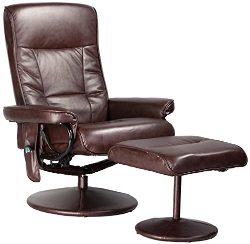 Relaxzen Leisure Recliner Chair with 8-Motor Massage & Heat, Brown