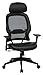 SPACE Seating Professional AirGrid Dark Back and Padded Black Eco Leather Seat, 2-to-1 Synchro Tilt Control, Adjustable Arms and Tilt Tension with Nylon Base Executives Chair with Adjustable Headrest