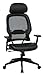SPACE Seating Professional AirGrid Dark Back and Padded Black Eco Leather Seat, 2-to-1 Synchro Tilt Control, Adjustable Arms and Tilt Tension with Nylon Base Executives Chair with Adjustable Headrest