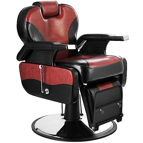 Artist Hand Barber Chair Hydraulic Reclining - Red and Black