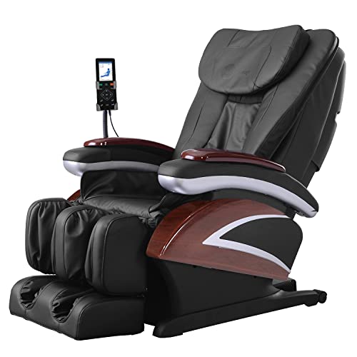 Full Body Electric Shiatsu Massage Chair Recliner with Built-in Heat Therapy Air Massage System Stretch Vibrating for Home Office Living Room PS4,Black