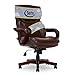 Serta Big and Tall Executive Office Chair with Wood Accents Adjustable High Back Ergonomic Lumbar Support, Bonded Leather, 30.5D x 27.25W x 47H in, Chestnut Brown