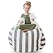 Creative QT Stuff ’n Sit Extra Large 38’’ Bean Bag Storage Cover for Stuffed Animals & Toys – Gray & White Stripe – Toddler & Kids’ Rooms Organizer – Giant Beanbag Great Plush Toy Hammock Alternative
