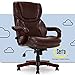 Serta Big and Tall Executive Office Chair with Wood Accents Adjustable High Back Ergonomic Lumbar Support, Bonded Leather, Chestnut Brown