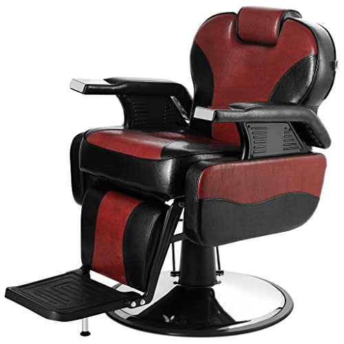 Artist Hand Barber Chair Hydraulic Reclining - Red and Black