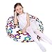 Stuffed Animal Storage Bean Bag Chair, Bean Bag Cover for Organizing Kid’s Room - Fits a Lot of Stuffed Animals, Large/Flowers White