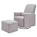 DaVinci Olive Upholstered Swivel Glider with Bonus Ottoman in Polyester Grey with Cream Piping, Greenguard Gold & CertiPUR-US Certified