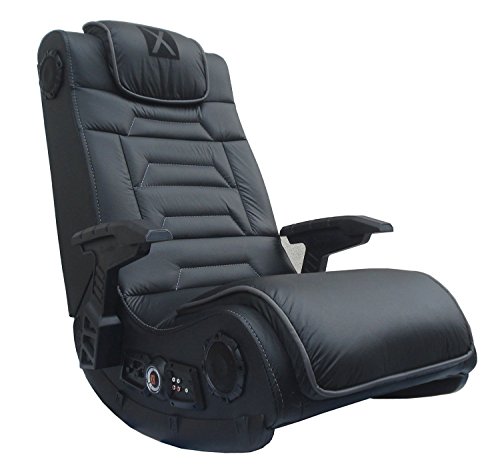 X Rocker Pro Series H3 Black Leather Vibrating Floor Video Gaming Chair