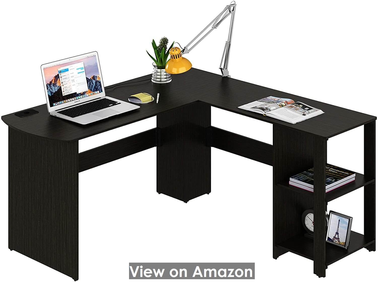 SHW L-Shaped Home Office Wood Corner Desk